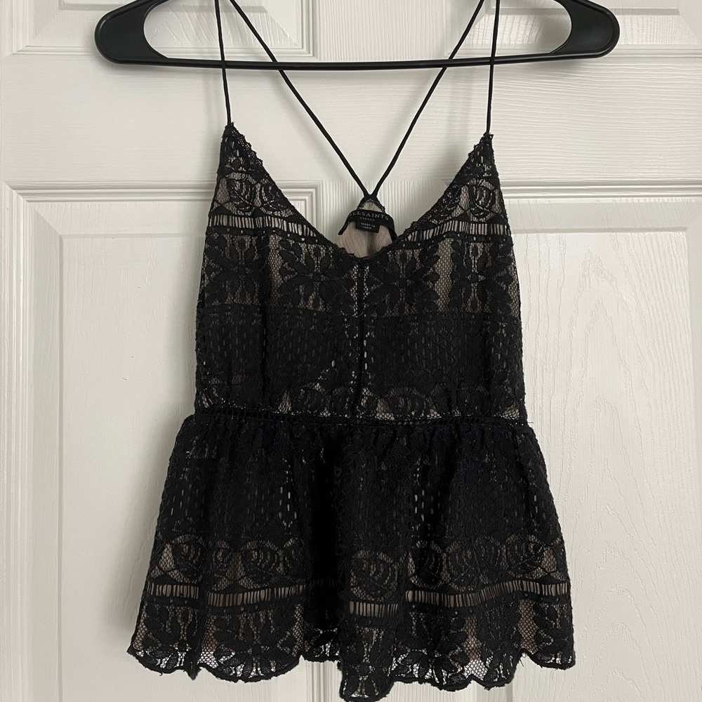 ALLSAINTS Natalia Black  Lace Top (Size S)